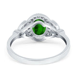 Oval Art Deco Engagement Ring Round Simulated Cubic Zirconia 925 Sterling Silver