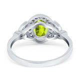 Oval Art Deco Engagement Ring Round Simulated Cubic Zirconia 925 Sterling Silver