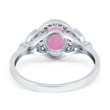 Oval Art Deco Engagement Ring Round Simulated Cubic Zirconia 925 Sterling Silver