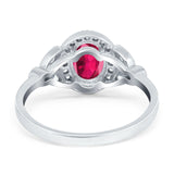 Oval Art Deco Engagement Ring Round Simulated Cubic Zirconia 925 Sterling Silver