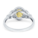 Oval Art Deco Engagement Ring Round Simulated Cubic Zirconia 925 Sterling Silver