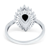 Pear Engagement Ring Baguette Simulated Cubic Zirconia 925 Sterling Silver