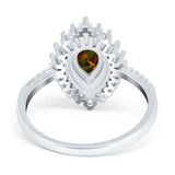 Pear Engagement Ring Baguette Simulated Cubic Zirconia 925 Sterling Silver
