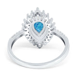 Pear Engagement Ring Baguette Simulated Cubic Zirconia 925 Sterling Silver