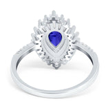 Pear Engagement Ring Baguette Simulated Cubic Zirconia 925 Sterling Silver
