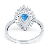 Pear Engagement Ring Baguette Simulated Cubic Zirconia 925 Sterling Silver