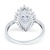 Pear Engagement Ring Baguette Simulated Cubic Zirconia 925 Sterling Silver