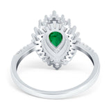 Pear Engagement Ring Baguette Simulated Cubic Zirconia 925 Sterling Silver
