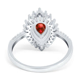 Pear Engagement Ring Baguette Simulated Cubic Zirconia 925 Sterling Silver