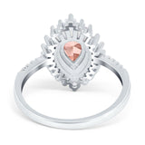 Pear Engagement Ring Baguette Simulated Cubic Zirconia 925 Sterling Silver