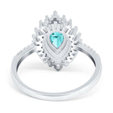 Pear Engagement Ring Baguette Simulated Cubic Zirconia 925 Sterling Silver