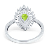 Pear Engagement Ring Baguette Simulated Cubic Zirconia 925 Sterling Silver