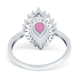 Pear Engagement Ring Baguette Simulated Cubic Zirconia 925 Sterling Silver