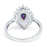 Pear Engagement Ring Baguette Simulated Cubic Zirconia 925 Sterling Silver