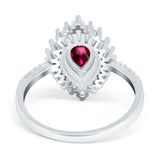 Pear Engagement Ring Baguette Simulated Cubic Zirconia 925 Sterling Silver