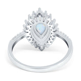 Pear Engagement Ring Baguette Simulated Cubic Zirconia 925 Sterling Silver