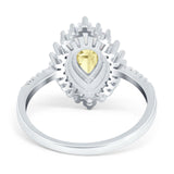 Pear Engagement Ring Baguette Simulated Cubic Zirconia 925 Sterling Silver