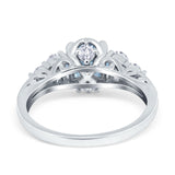 Filigree Wedding Ring Round Simulated Cubic Zirconia 925 Sterling Silver