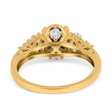 Filigree Wedding Ring Round Simulated Cubic Zirconia 925 Sterling Silver