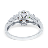 Filigree Wedding Ring Round Simulated Cubic Zirconia 925 Sterling Silver