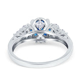 Filigree Wedding Ring Round Simulated Cubic Zirconia 925 Sterling Silver