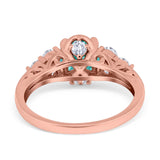 Filigree Wedding Ring Round Simulated Cubic Zirconia 925 Sterling Silver