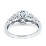Filigree Wedding Ring Round Simulated Cubic Zirconia 925 Sterling Silver