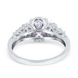 Filigree Wedding Ring Round Simulated Cubic Zirconia 925 Sterling Silver