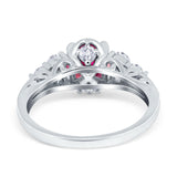 Filigree Wedding Ring Round Simulated Cubic Zirconia 925 Sterling Silver