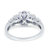 Filigree Wedding Ring Round Simulated Cubic Zirconia 925 Sterling Silver