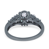 Filigree Wedding Ring Round Simulated Cubic Zirconia 925 Sterling Silver