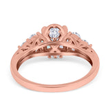 Filigree Wedding Ring Round Simulated Cubic Zirconia 925 Sterling Silver