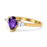 Three Stone Teardrop Engagement Ring Simulated Cubic Zirconia 925 Sterling Silver