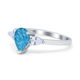 Three Stone Teardrop Engagement Ring Simulated Cubic Zirconia 925 Sterling Silver