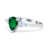 Three Stone Teardrop Engagement Ring Simulated Cubic Zirconia 925 Sterling Silver