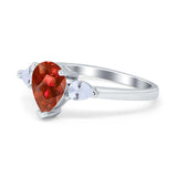 Three Stone Teardrop Engagement Ring Simulated Cubic Zirconia 925 Sterling Silver