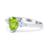 Three Stone Teardrop Engagement Ring Simulated Cubic Zirconia 925 Sterling Silver