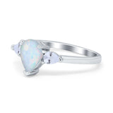 Three Stone Teardrop Engagement Ring Simulated Cubic Zirconia 925 Sterling Silver