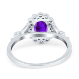 Vintage Oval Engagement Ring Simulated Cubic Zirconia 925 Sterling Silver