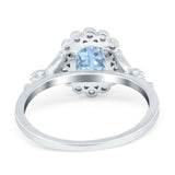Vintage Oval Engagement Ring Simulated Cubic Zirconia 925 Sterling Silver