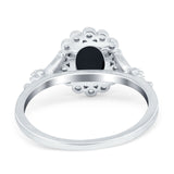 Vintage Oval Engagement Ring Simulated Cubic Zirconia 925 Sterling Silver