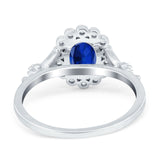 Vintage Oval Engagement Ring Simulated Cubic Zirconia 925 Sterling Silver