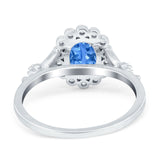 Vintage Oval Engagement Ring Simulated Cubic Zirconia 925 Sterling Silver