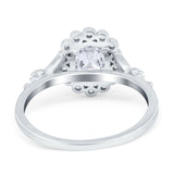 Vintage Oval Engagement Ring Simulated Cubic Zirconia 925 Sterling Silver