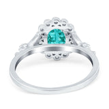 Vintage Oval Engagement Ring Simulated Cubic Zirconia 925 Sterling Silver