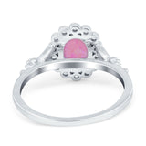 Vintage Oval Engagement Ring Simulated Cubic Zirconia 925 Sterling Silver