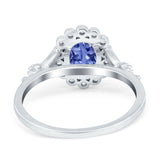 Vintage Oval Engagement Ring Simulated Cubic Zirconia 925 Sterling Silver