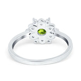 Halo Floral Engagement Ring Round Simulated Cubic Zirconia 925 Sterling Silver