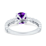 Solitaire Accent Wedding Ring Round Simulated Cubic Zirconia 925 Sterling Silver