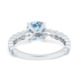 Solitaire Accent Wedding Ring Round Simulated Cubic Zirconia 925 Sterling Silver